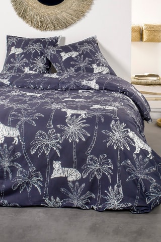 Parure de couette en coton Sunshine - Bleu marine et blanc