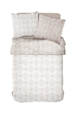 Parure de couette en coton Flanelle - Beige et écru