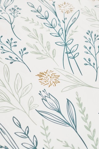 Parure de couette en coton Flanelle - Blanc et bleu