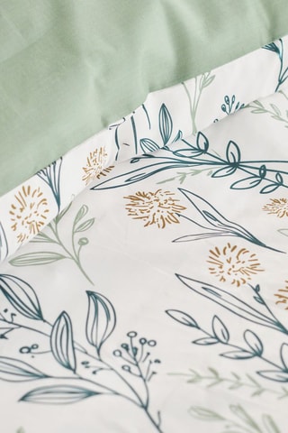 Parure de couette en coton Flanelle - Blanc et bleu