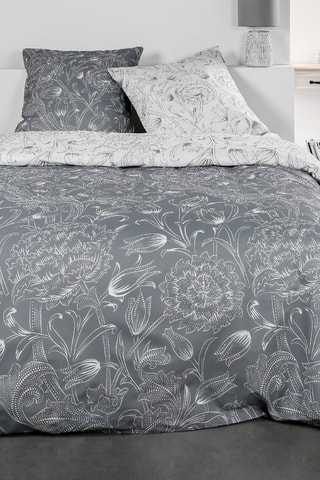 Parure de couette en coton 57 fils/cm² Sunshine - Gris et blanc