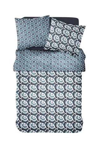 Parure de couette en coton 57 fils/cm² Sunshine - Blanc et bleu