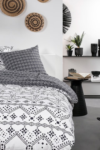 Parure de couette en coton 57 fils/cm² Mawira - Ecru et gris