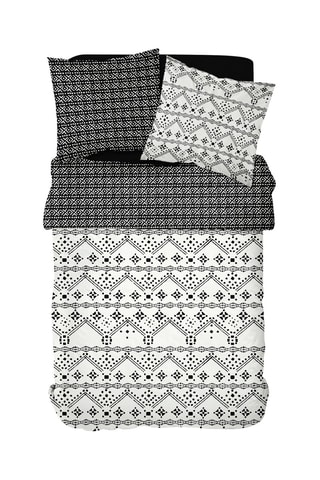 Parure de couette en coton 57 fils/cm² Mawira - Ecru et gris