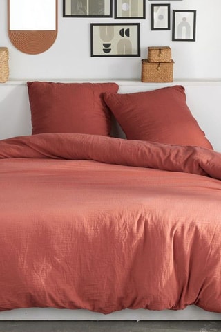 Parure de lit en gaze de coton - Terracotta
