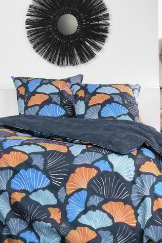 Parure de couette en coton Sunshine - Bleu et orange