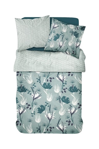 Parure de couette en coton Sunshine - Vert d'eau et gris