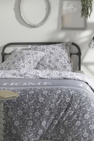 Parure de couette en coton 57 fils Charme - Gris et blanc