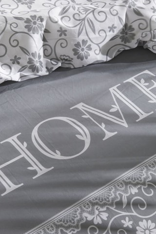 Parure de couette en coton 57 fils Charme - Gris et blanc