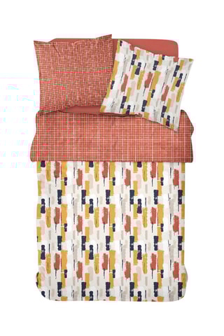 Parure de couette en coton Sunshine - Blanc et bordeaux