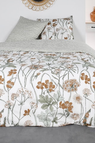 Parure de couette en coton Sunshine - Blanc et camel