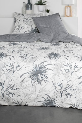 Parure de couette en coton Sunshine - Gris et blanc