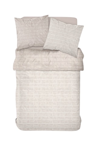 Parure de couette en coton 57 fils/cm² Sunshine - Blanc et taupe