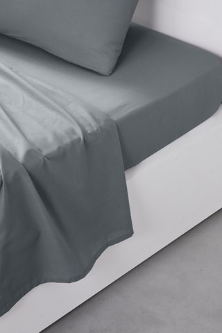 Drap plat en coton 57 fils/cm² Essential - Acier