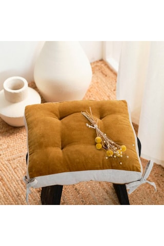 Assise matelassée en velours Indies - Marron - 38 x 38 x 6 cm