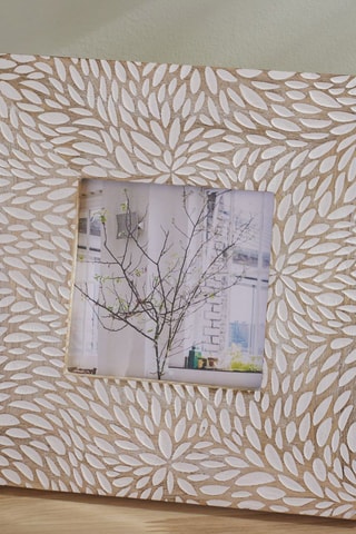 Cadre photo en bois  Mango Wood S factory - 20 cm - Naturel et blanc