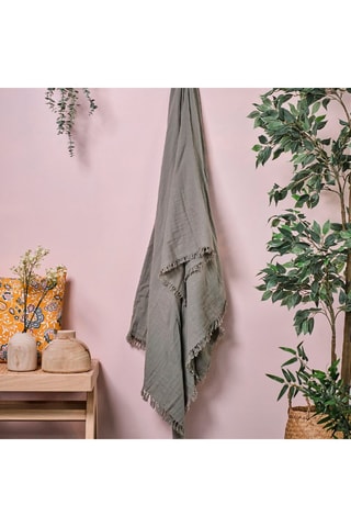 Plaid en gaze de coton 135 g/m² Sauge - 150 x 200 cm