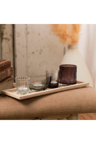 Plateau bougeoir en bois Indies - 36 x 11,8 x 9 cm - Naturel