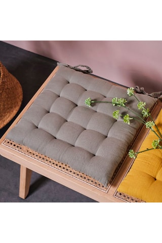 Assise matelassée en gaze de coton Indian Flowers - Sauge - 40 x 40 cm