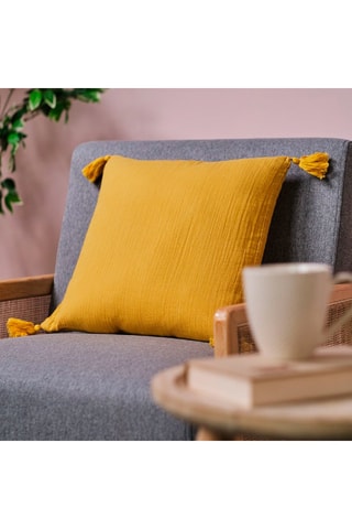 Coussin Indian Flowers - Ocre - 40 x 40 cm