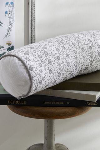 Coussin Polochon - Blanc et taupe - 45 x 15 cm