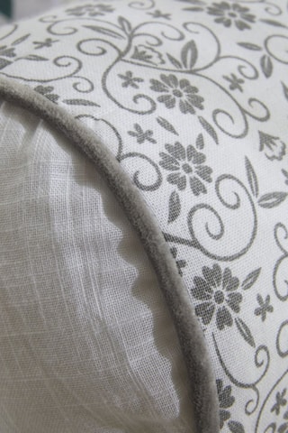 Coussin Polochon - Blanc et taupe - 45 x 15 cm