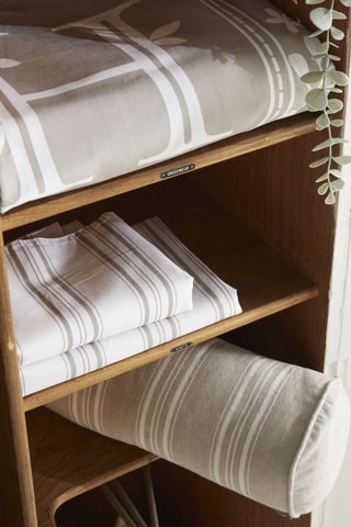 Coussin Polochon - Blanc et beige - 45 x 15 cm