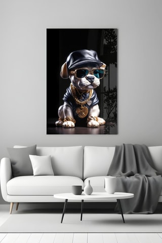 Tableau en verre trempé Puppy Vogue