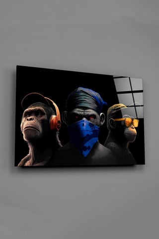 Tableau en verre trempé 3 Wise Monkeys 
