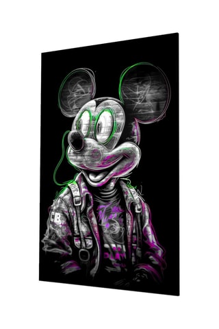 Tableau Mickey Disney en verre trempé Neon Mouse