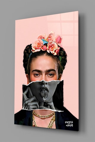 Tableau en verre trempé Frida with Lollipop