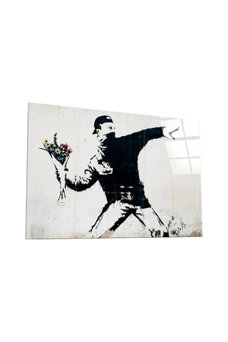 Tableau en verre trempé "Flower Thrower" - Banksy - Reproduction