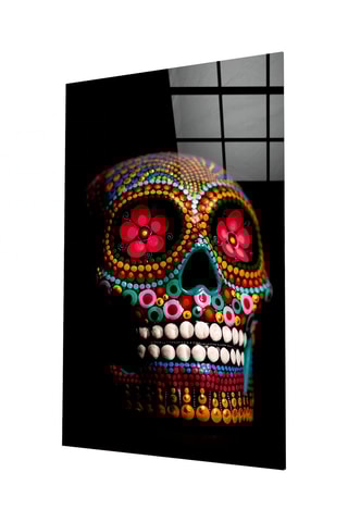 Tableau en verre trempé Flowery Skull 