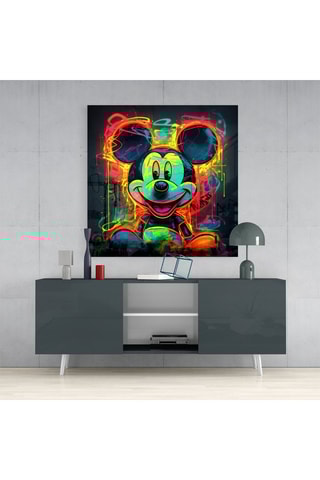 Tableau en verre trempé Neon Mickey Disney