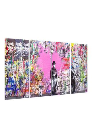 Quadriptyque en verre trempé Love is the Answer - Banksy - Reproduction