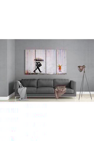 Quadriptyque en verre trempé Rain of Joy - Banksy - Reproduction