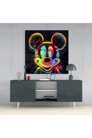 Tableau en verre trempé Neon Mickey Disney