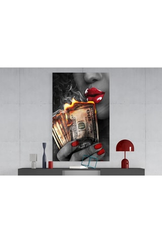 Tableau en verre trempé Burn the Money 