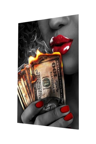 Tableau en verre trempé Burn the Money 