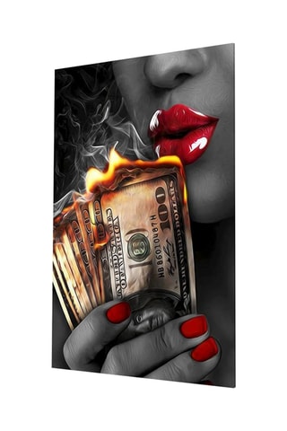 Tableau en verre trempé Burn the Money 