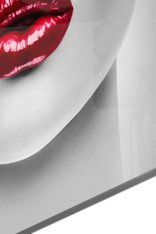 Tableau en verre trempé Red Lipstick Woman 