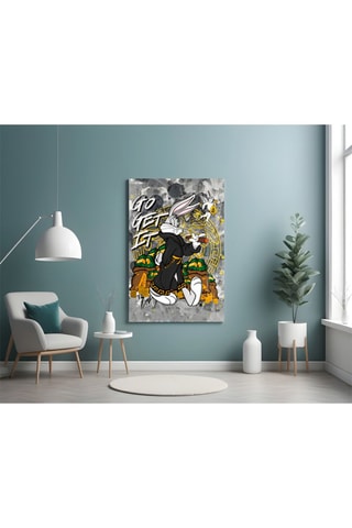 Tableau en verre trempé Bugs Bunny Looney Tunes The Game of Wealth 