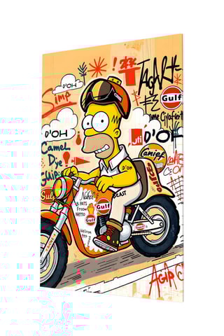 Tableau en verre trempé Biker Homer 
