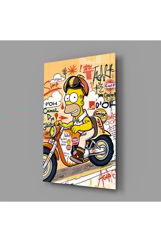 Tableau en verre trempé Biker Homer 