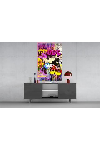 Tableau en verre trempé Mickey and Minnie Disney The Color of Love 