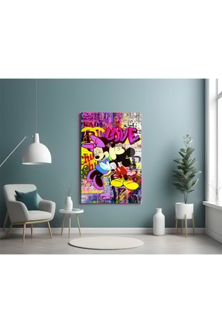 Tableau en verre trempé Mickey and Minnie Disney The Color of Love 