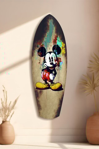 Décoration murale en verre trempé Mickey Disney - Rouge et beige