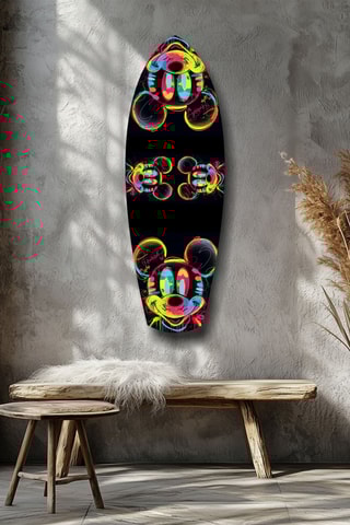 Décoration murale en verre trempé Neon Mickey Disney - Noir et jaune