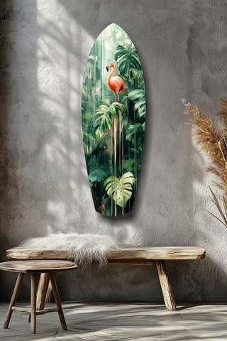 Décoration murale en verre trempé Tropical Flamingo - Vert