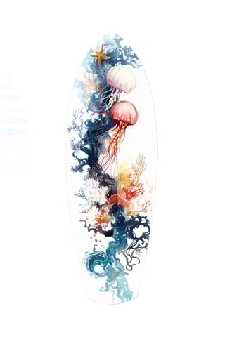 Décoration murale en verre trempé JellyFish - Blanc et noir